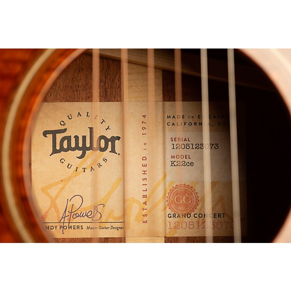Taylor K22ce V-Class Grand Concert Acoustic-Electric Guitar Shaded Edge Burst