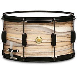 TAMA Woodworks 14x8" Poplar Snare Drum Black Oak Wrap TAMA Woodworks 14x8" Poplar Snare Drum Natural Zebrawood Wrap