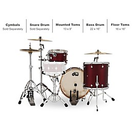 Open Box DW Design Series 3-Piece Shell Pack Level 1 Crimson Satin Metallic
