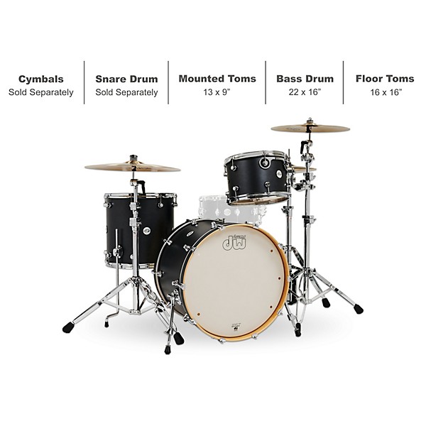 Open Box DW Design Series 3-Piece Shell Pack Level 1 Iron Satin Metallic