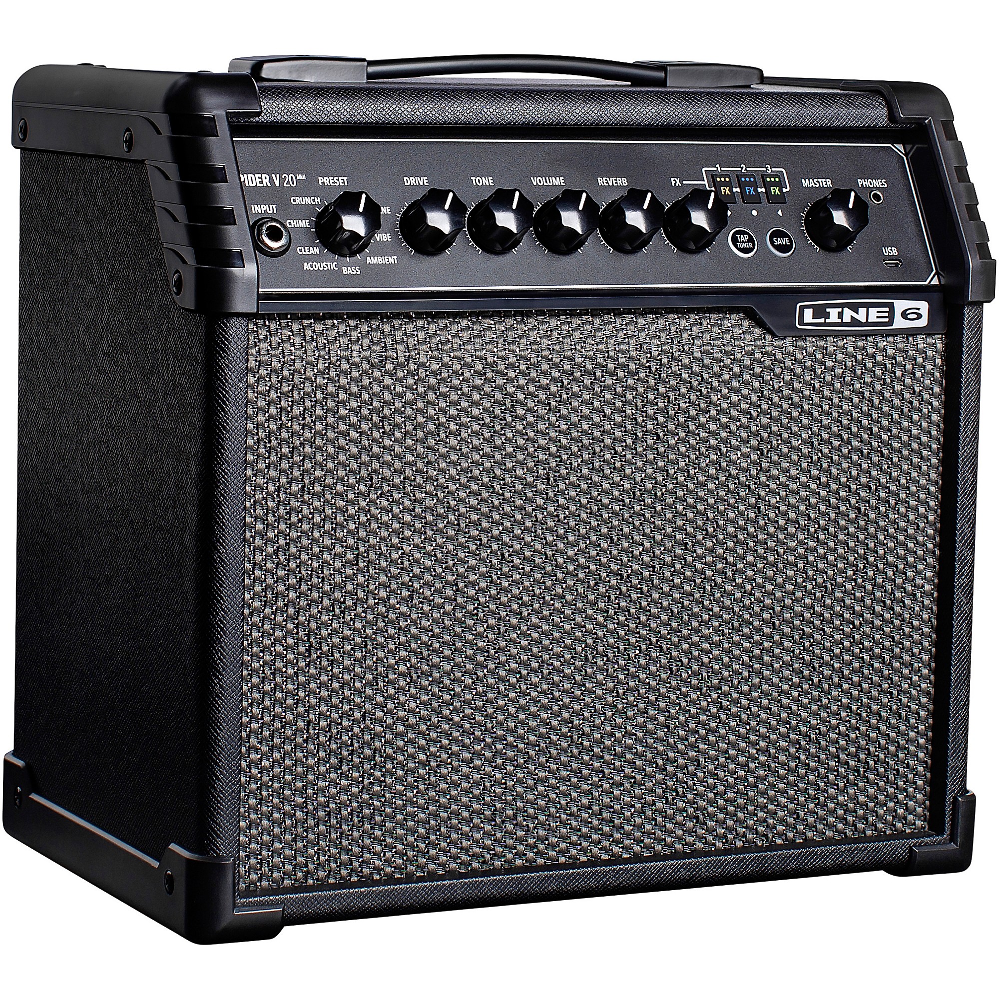 Line 6 Spider V 20 MKII 20W 1x8 Guitar Combo Amp Black | Guitar Center