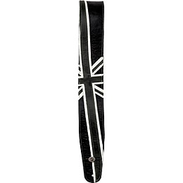 D'Addario Premium Leather Guitar Strap, Union Jack Black and White 2.5 in.