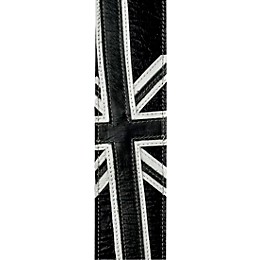 D'Addario Premium Leather Guitar Strap, Union Jack Black and White 2.5 in.