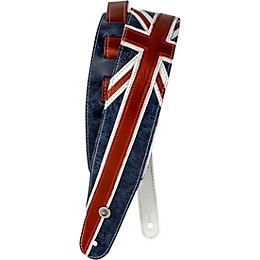 D'Addario Premium Leather Guitar Strap, Union Jack Red and White 2.5 in.