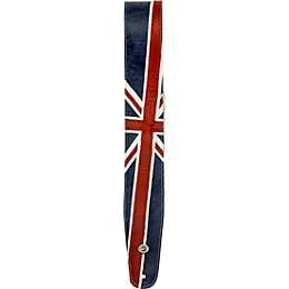 D'Addario Premium Leather Guitar Strap, Union Jack Red and White 2.5 in.