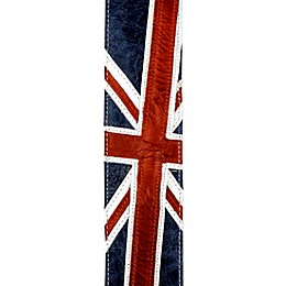 D'Addario Premium Leather Guitar Strap, Union Jack Red and White 2.5 in.