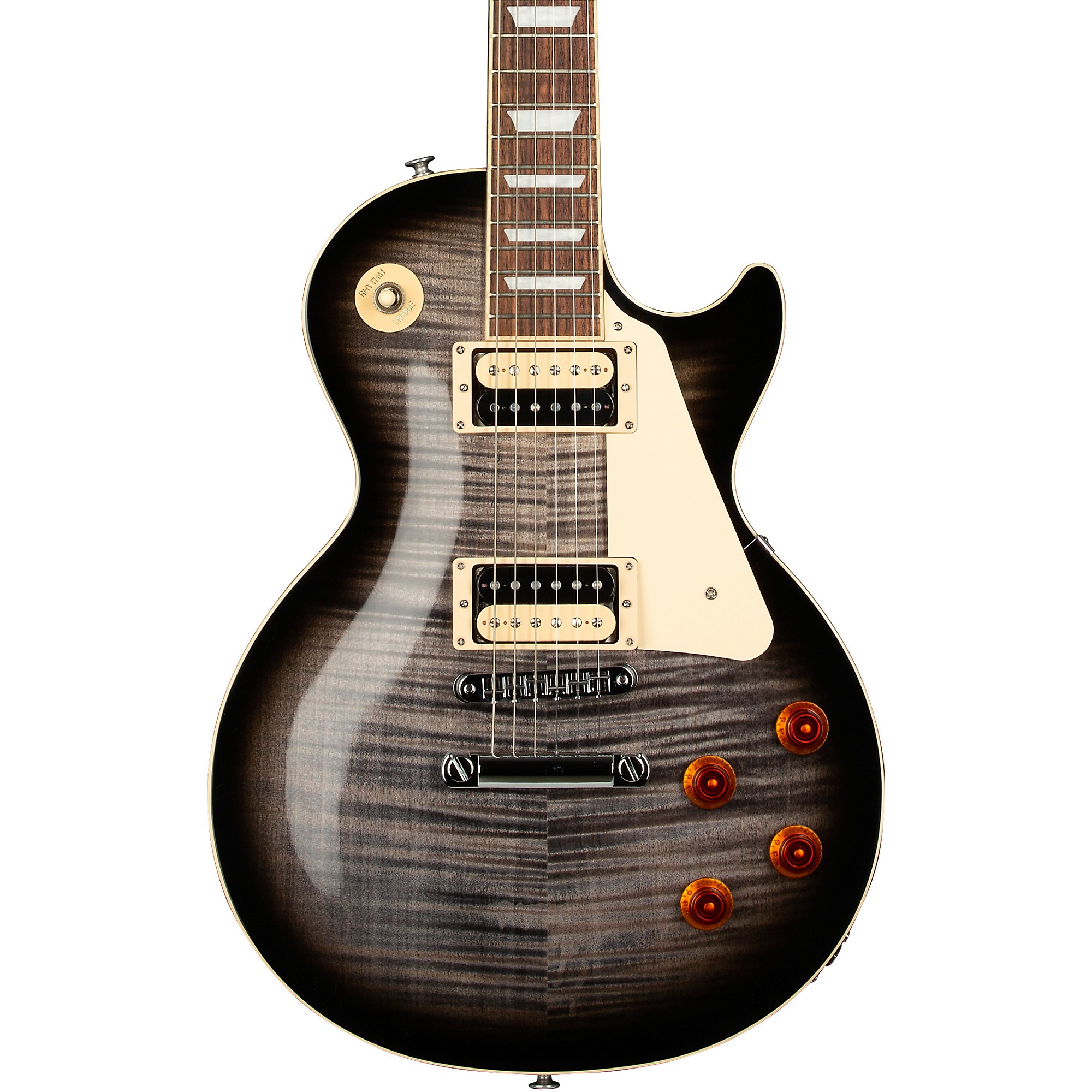 Gibson Les Paul Traditional Pro V Flame Top Electric Guitar Transparent  Ebony Burst