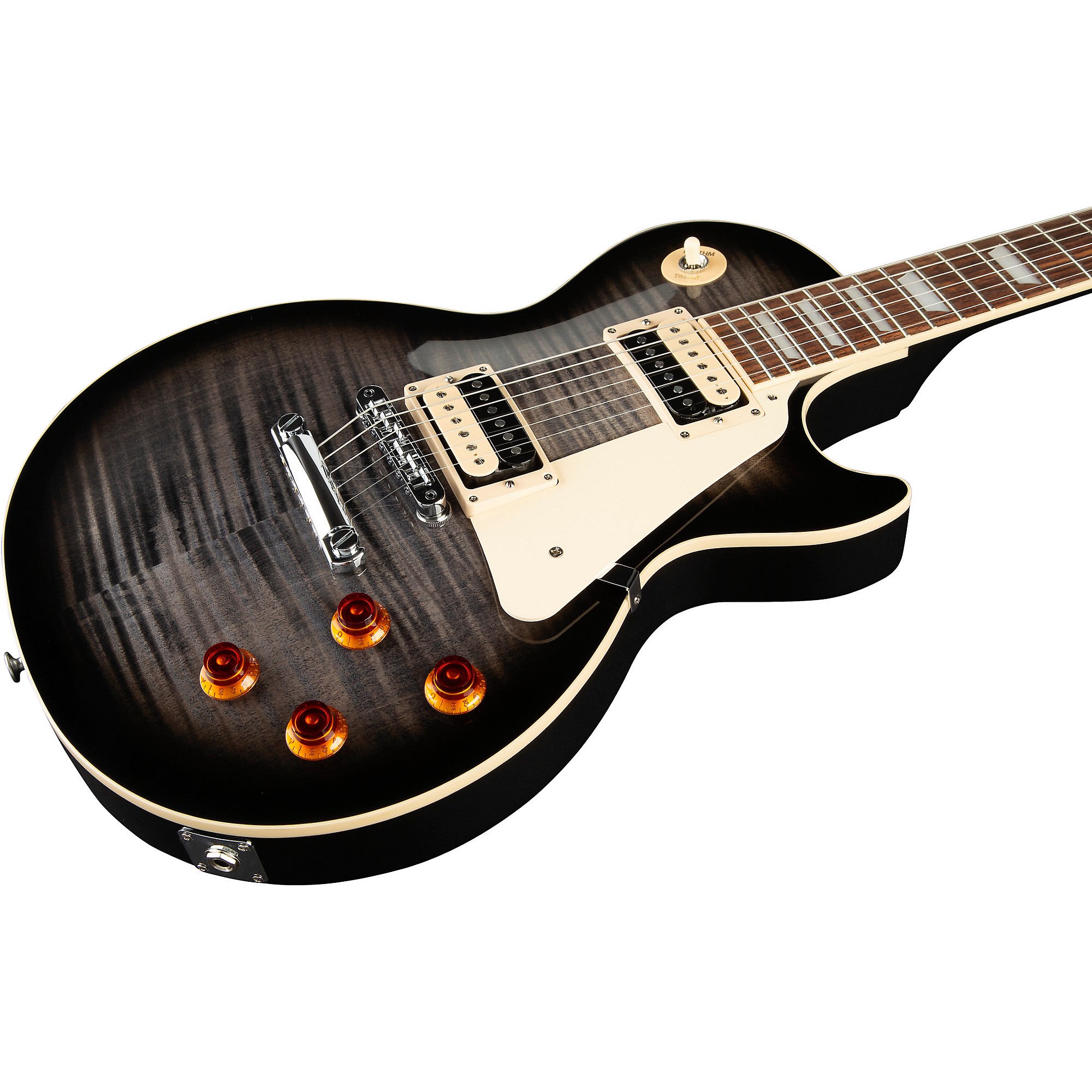 Gibson Les Paul Traditional Pro V Flame Top Electric Guitar Transparent  Ebony Burst