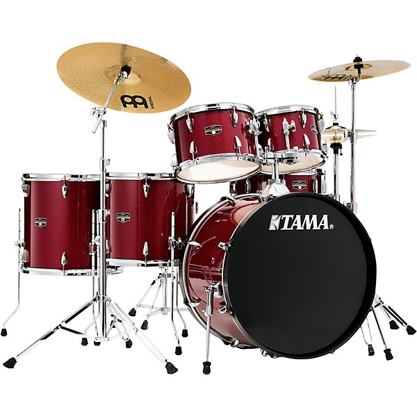TAMA Imperialstar 6-Piece Complete Drum Set With MEINL HCS Cymbals and 22" Bass Drum Candy Apple Mist