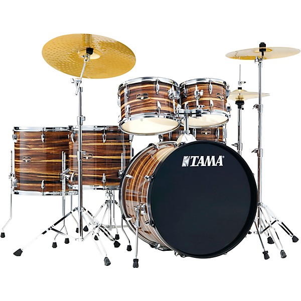 TAMA Imperialstar 6-Piece Complete Drum Set With MEINL HCS Cymbals and 22" Bass Drum Coffee Teak Wrap