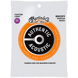 Martin Authentic Acoustic Flexible Core Guitar Strings (Phosphor Bronze, Custom Light)