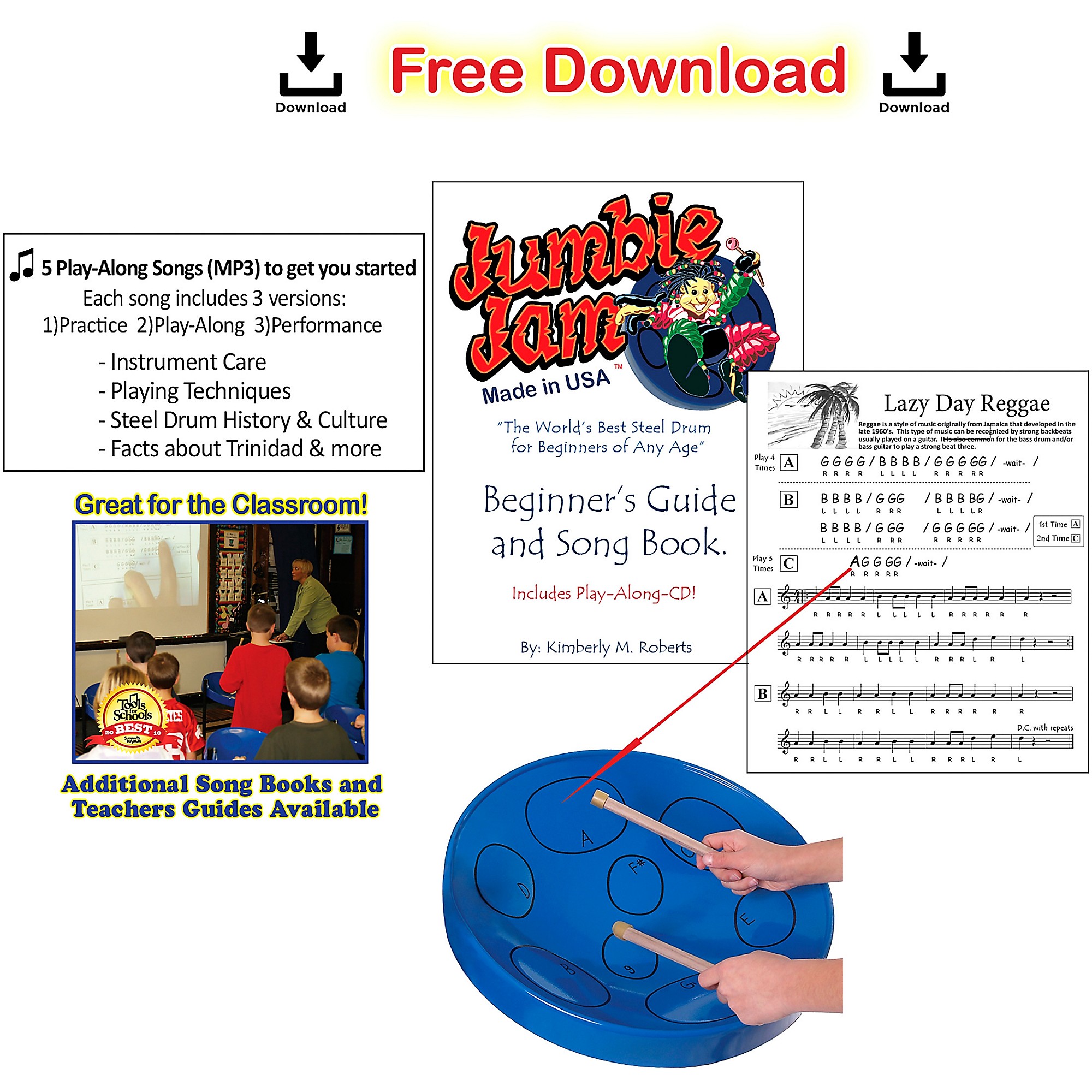Panyard Jumbie Jam Steel Drum Kit with Metal Z-Floor Stand