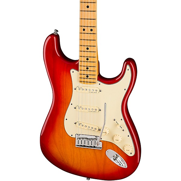Fender American Ultra Stratocaster Maple Fingerboard Electric Guitar Plasma Red Burst
