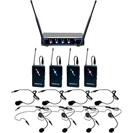 Open Box VocoPro Digital-Quad-B3 Four Channel UHF Digital Wireless Headset & Lapel Microphone - Frequency Set 3 Level 1