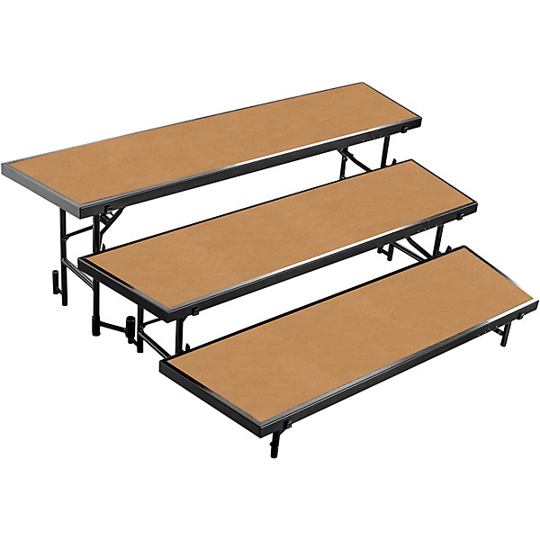 National Public Seating 3 Level Tapered Standing Choral Riser Hardwood Floor