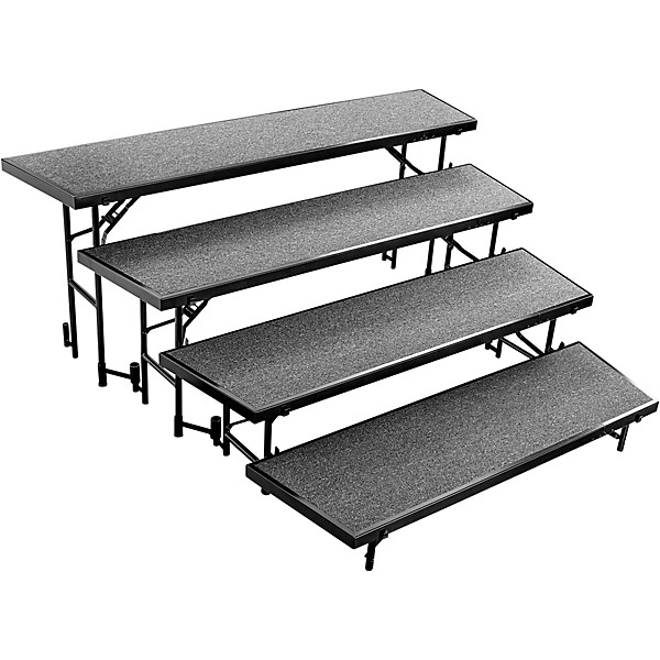 National Public Seating 4 Level Tapered Standing Choral Riser Grey Carpet