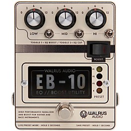 Walrus Audio EB-10 Preamp/EQ/Boost Effects Pedal Cream Walrus Audio EB-10 Preamp/EQ/Boost Effects Pedal Cream