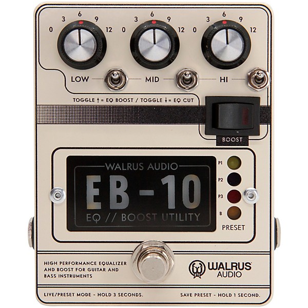 Open Box Walrus Audio EB-10 Preamp/EQ/Boost Effects Pedal Level 1 Cream