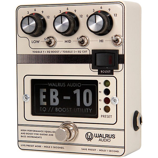 Open Box Walrus Audio EB-10 Preamp/EQ/Boost Effects Pedal Level 1 Cream