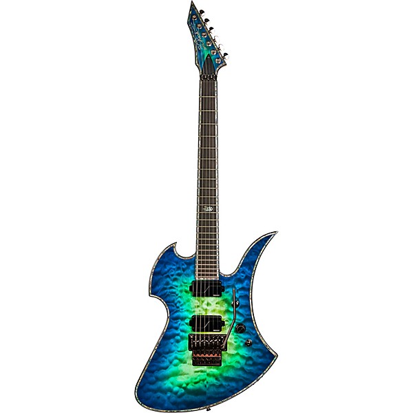 B.C. Rich Mockingbird Extreme Exotic with Floyd Rose Electric Guitar Cyan Blue