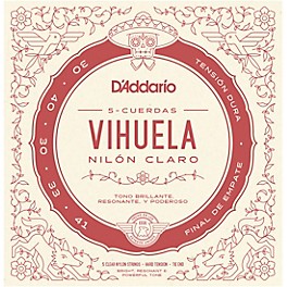 D'Addario Vihuela 5 String Set, Clear Nylon, Hard Tension