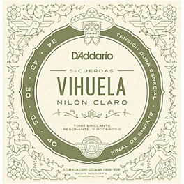 D'Addario Vihuela 5 String Set, Clear Nylon, Custom Hard Tension