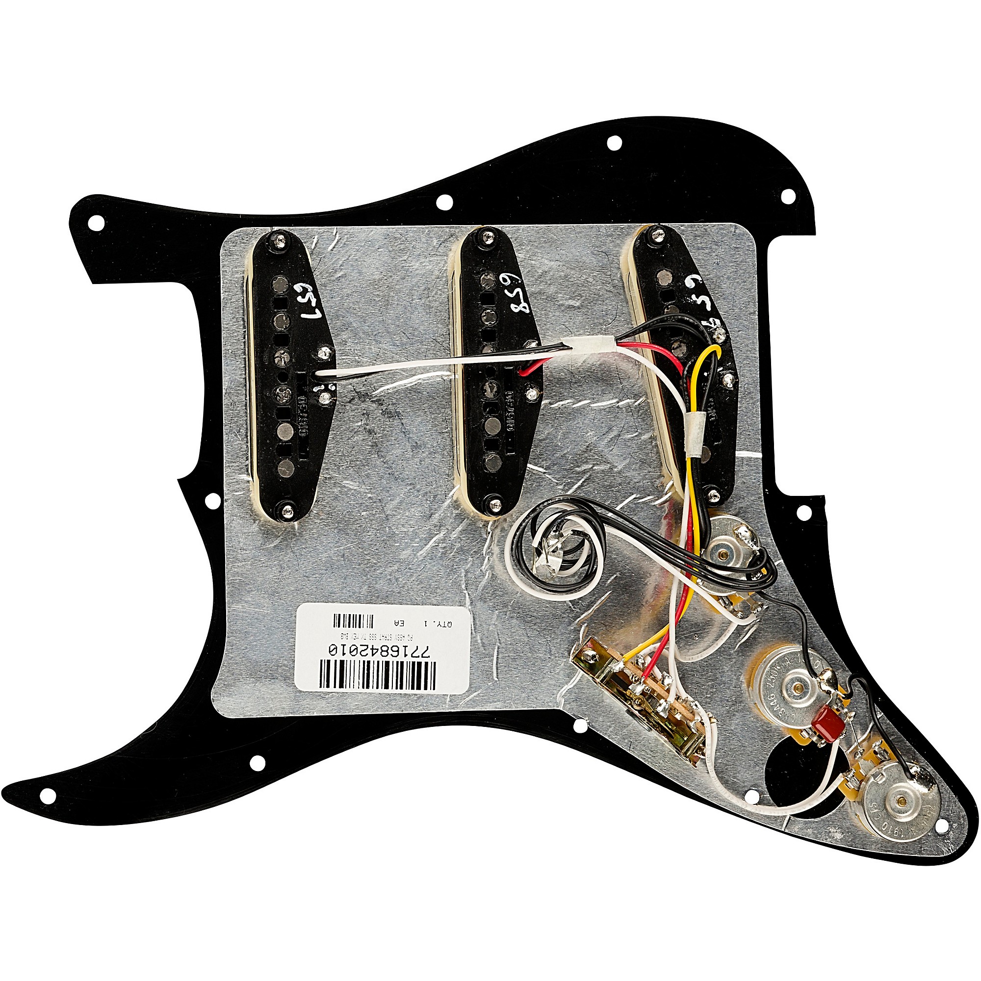 Fender Stratocaster SSS Tex-Mex Prewired Pickguard Black/White