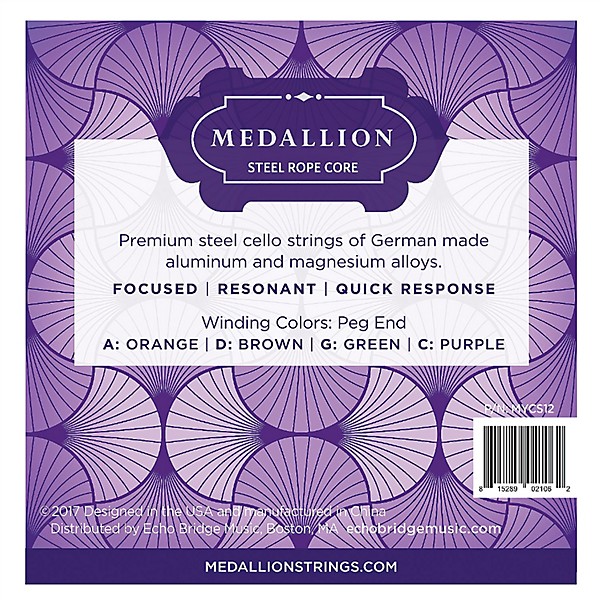 Medallion Strings Ropecore Steel Cello String Set 1/2 Size, Medium