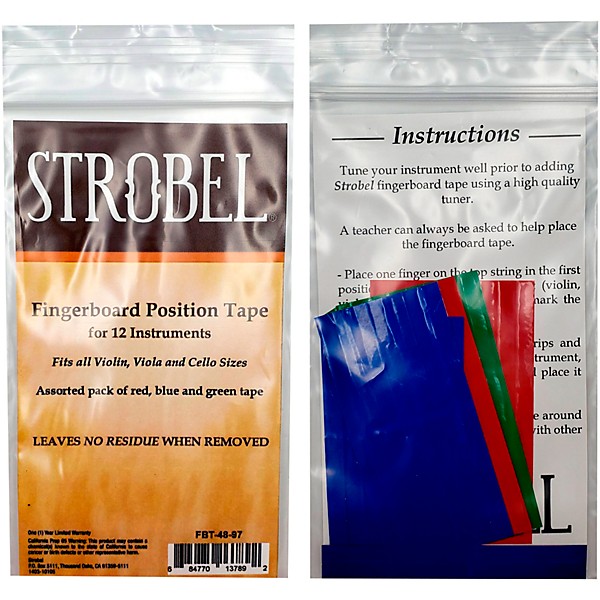 Strobel Fingerboard Position Tape for Violin, Viola and Cello, 48 pieces