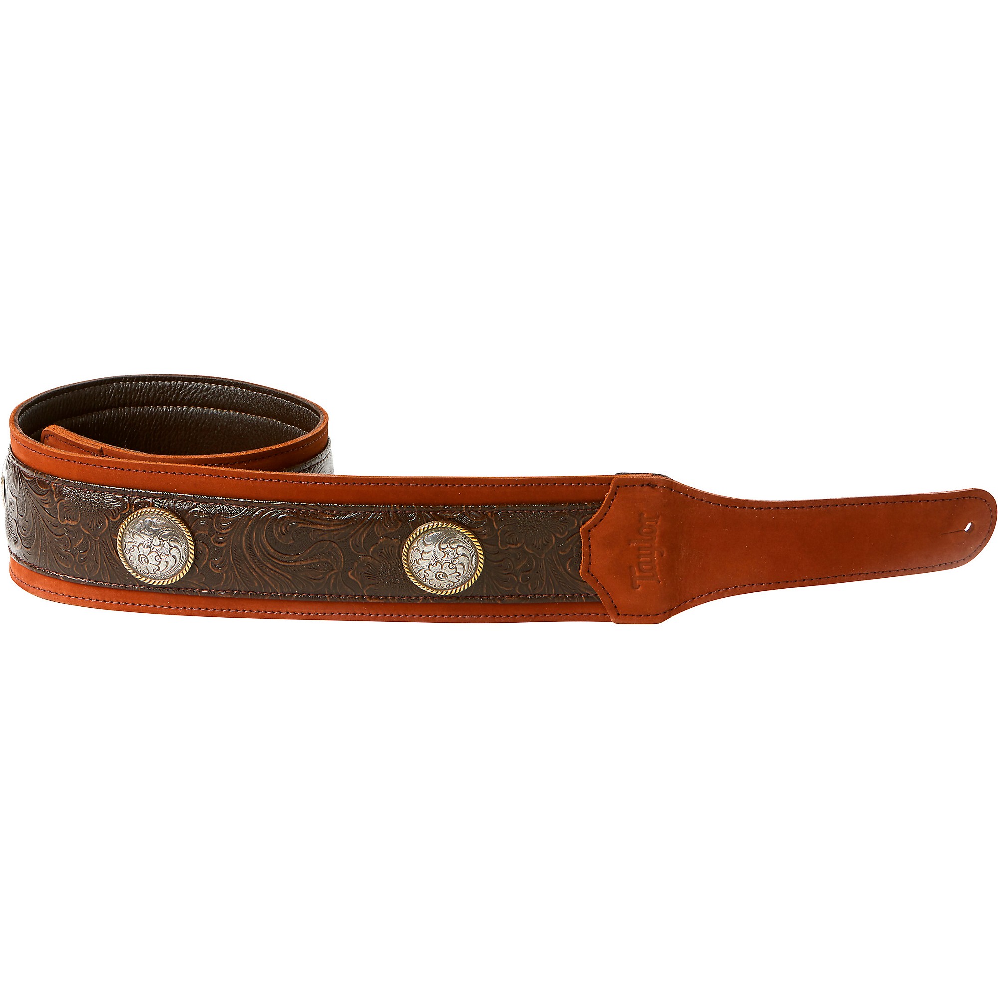 D'Addario Deluxe Leather Guitar Strap, Conchos, Brown