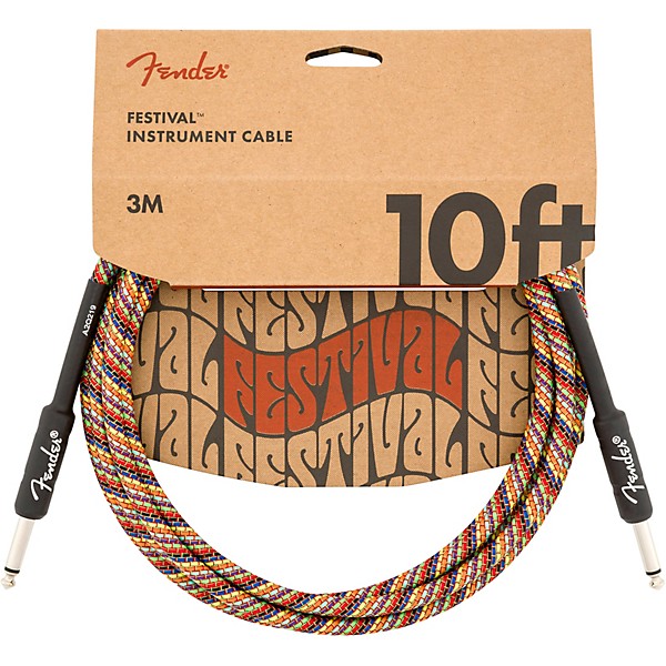 Fender Festival Straight to Straight Instrument Cable 10 ft. Rainbow
