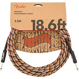 Fender Festival Straight to Straight Instrument Cable 18.6 ft. Rainbow