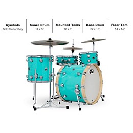 DW 4-Piece Collector's Series Santa Monica Shell Pack With Satin Chrome Hardware Sea Foam Green