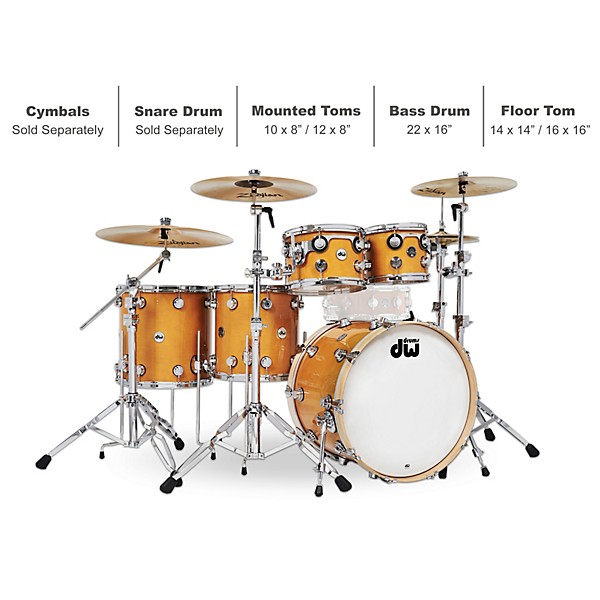 DW 5-Piece Collector's Series Santa Monica Shell Pack With Chrome Hardware Butterscotch