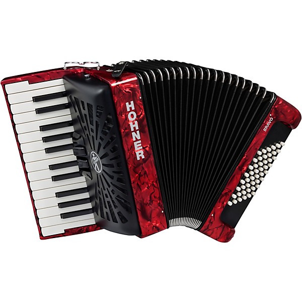 Open Box Hohner Bravo II 48 Accordion with Black Bellows Level 1 Red