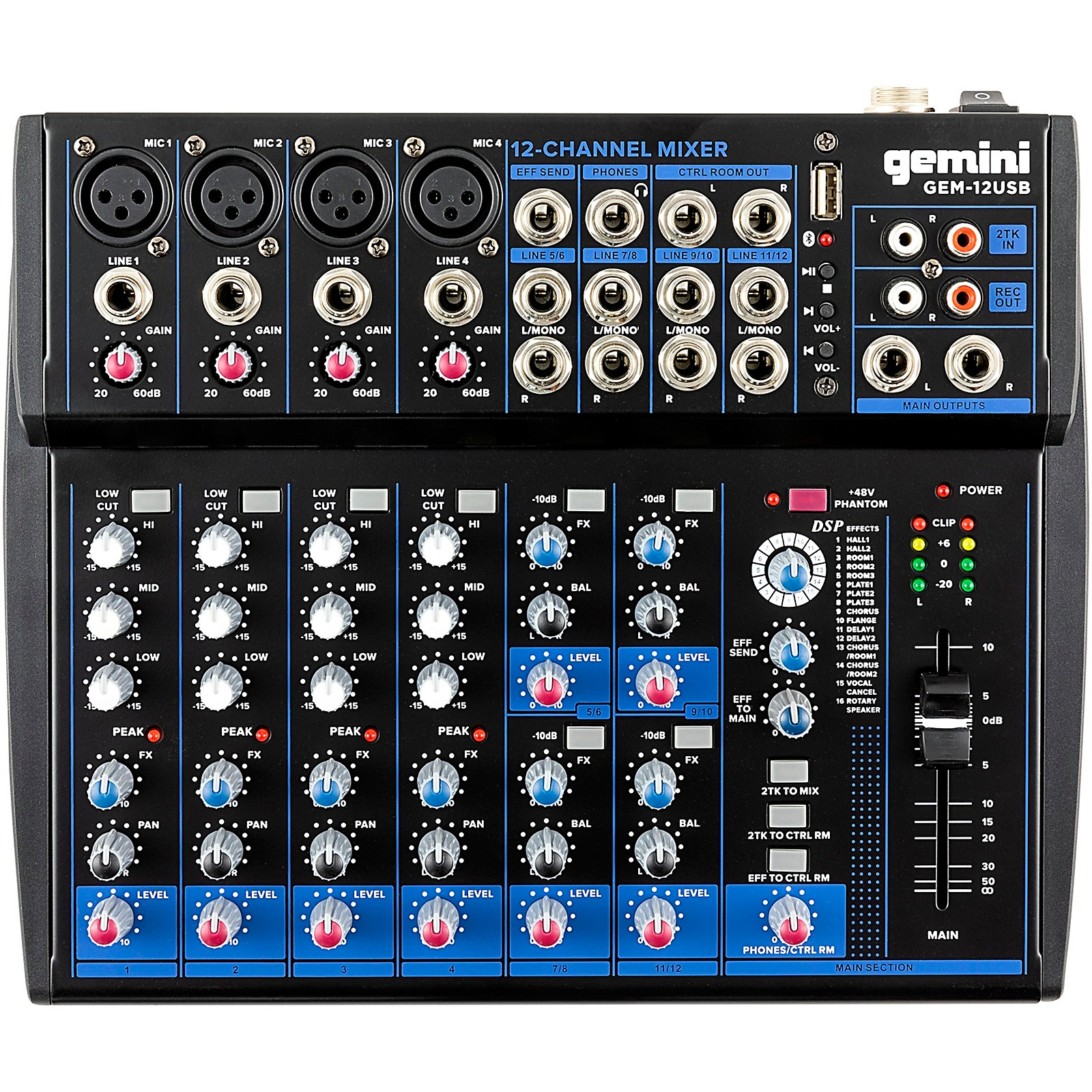 Harbinger LV12 12-Channel Analog Mixer With Bluetooth & FX