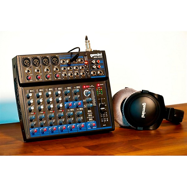 Gemini GEM-12USB 12-Channel USB Mixer for Podcasts With Bluetooth and Effects