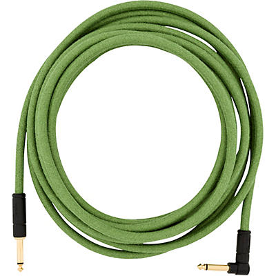 Fender Festival Pure Hemp Straight To Angle Instrument Cable 18.6 Ft. Green for sale