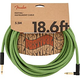 Fender Festival Pure Hemp Straight to Angle Instrument Cable 18.6 ft. Green