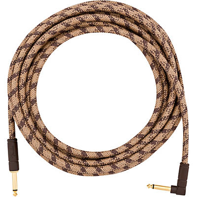 Fender Festival Pure Hemp Straight To Angle Instrument Cable 18.6 Ft. Brown for sale