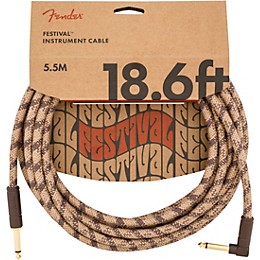Fender Festival Pure Hemp Straight to Angle Instrument Cable 18.6 ft. Brown