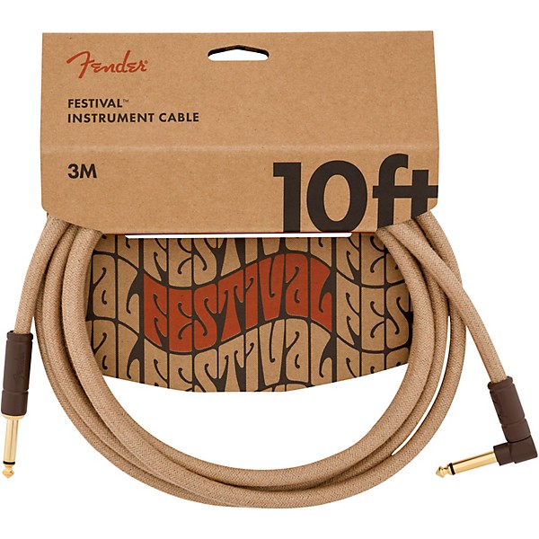 Fender Festival Pure Hemp Straight to Angle Instrument Cable 10 ft. Natural