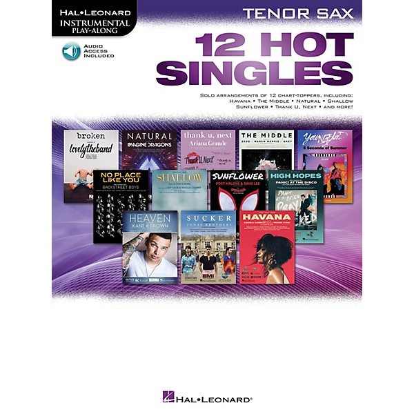 Hal Leonard 12 Hot Singles for Tenor Sax Instrumental Play-Along Book/Audio Online
