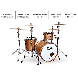Hendrix Drums Perfect Ply Series Walnut 3-Piece Shell Pack Satin