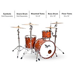 Hendrix Drums Perfect Ply Series Bubinga 3-Piece Shell Pack with 22x16" Bass Drum Gloss