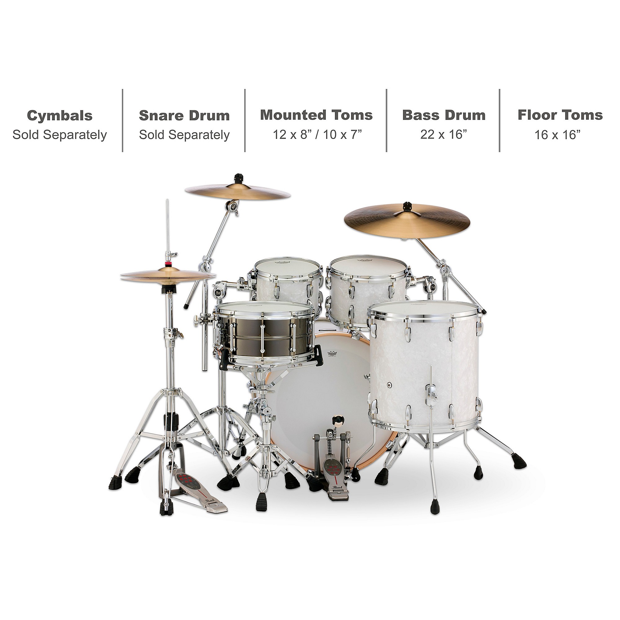 中古美品！Pearl Masters Maple Gum 22”16”12”10 Pearl Masters Maple Complete 4-Piece Shell Pack (22,10,12,16