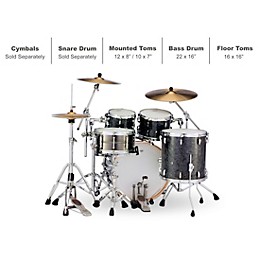 Pearl Masters Maple/Gum 4-Piece Shell Pack Black Diamond Pearl