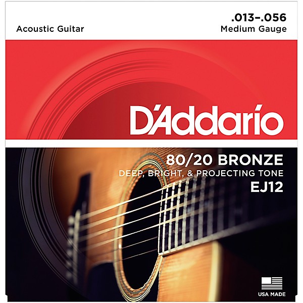 D'Addario EJ12 80/20 Bronze Medium Acoustic Guitar Strings - 6-Pack