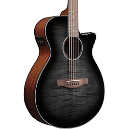 Ibanez AEG70 Flamed Maple ... Ibanez AEG70 Flamed Maple Top Grand Concert Acoustic-Electric Guitar Transparent Charcoal Burst