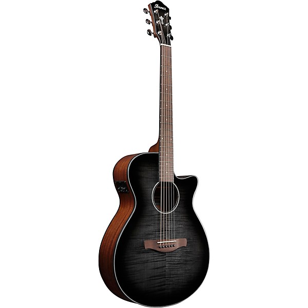 Ibanez AEG70 Flamed Maple Top Grand Concert Acoustic-Electric Guitar Transparent Charcoal Burst